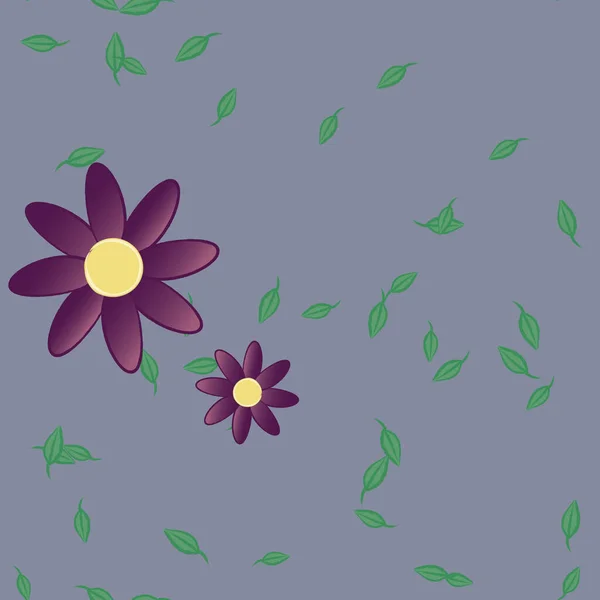 Flores Con Hojas Fondo Sin Costuras Ilustración Vectorial — Archivo Imágenes Vectoriales