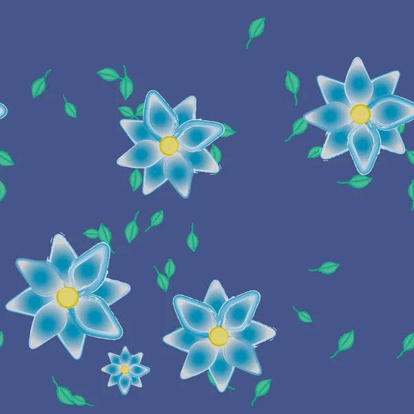 Blumen Mit Blättern Nahtloser Hintergrund Vektorillustration — Stockvektor