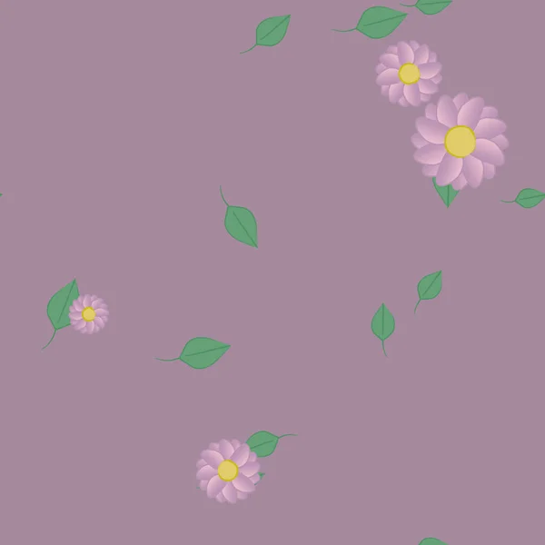 Flores Con Hojas Fondo Sin Costuras Ilustración Vectorial — Archivo Imágenes Vectoriales