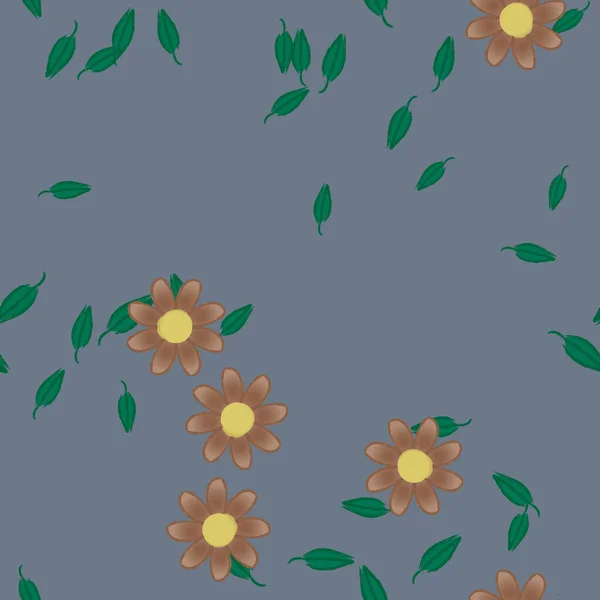 Flores Con Hojas Fondo Sin Costuras Ilustración Vectorial — Vector de stock