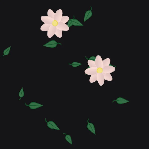 葉がシームレスな背景ベクトルイラストの花 — ストックベクタ