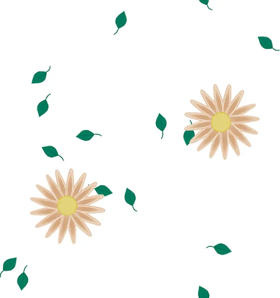 Flores Con Hojas Fondo Sin Costuras Ilustración Vectorial — Vector de stock