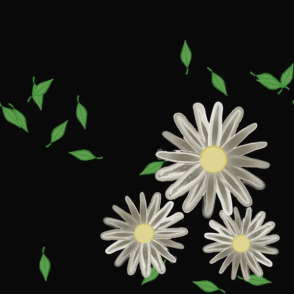 Flores Con Hojas Fondo Sin Costuras Ilustración Vectorial — Archivo Imágenes Vectoriales