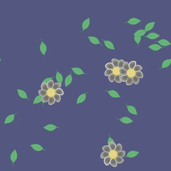 Zomer Bloemen Bloemblaadjes Met Bladeren Naadloze Achtergrond Vector Illustratie — Stockvector