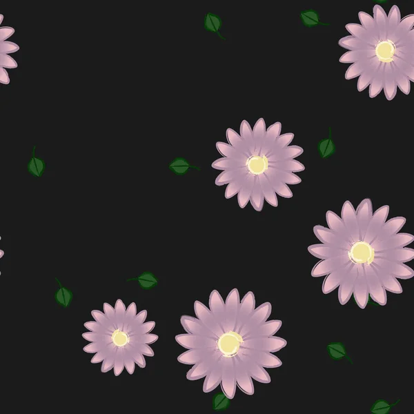 Blumen Mit Blättern Nahtloser Hintergrund Vektorillustration — Stockvektor