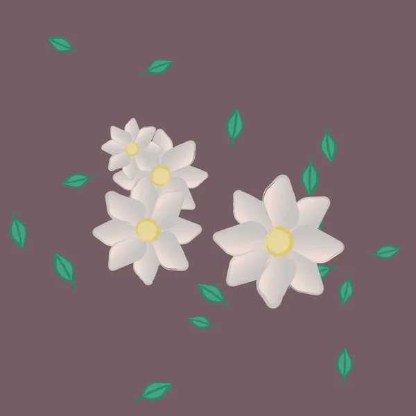 Flores Con Hojas Fondo Sin Costuras Ilustración Vectorial — Vector de stock