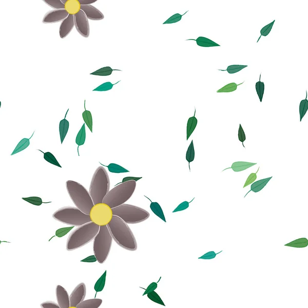 Flores Com Folhas Sem Costura Fundo Ilustração Vetorial — Vetor de Stock