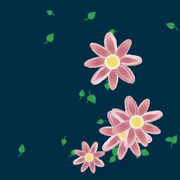 Blumen Mit Blättern Nahtloser Hintergrund Vektorillustration — Stockvektor