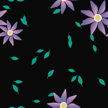 Yapraksız arkaplanı olan çiçek yaprakları, vektör illüstrasyonu