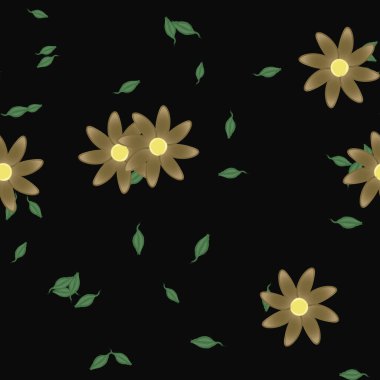 Yapraklı çiçek yapraklarının vektör çizimi, botanik arka plan