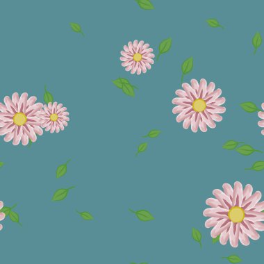 Yapraklı yaz çiçekleri, arka plan, vektör illüstrasyonu