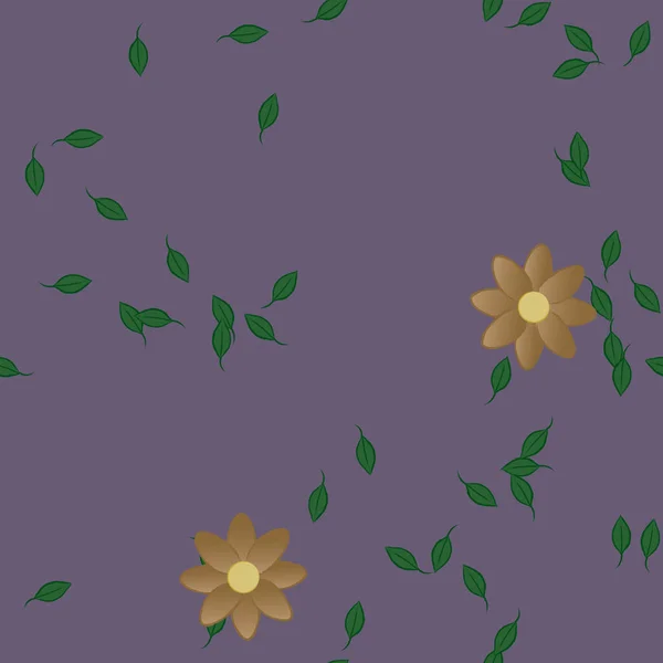 Blommor Med Blad Sömlös Bakgrund Vektor Illustration — Stock vektor