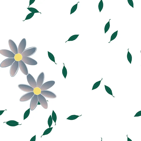 Fleurs Avec Feuilles Fond Sans Couture Illustration Vectorielle — Image vectorielle