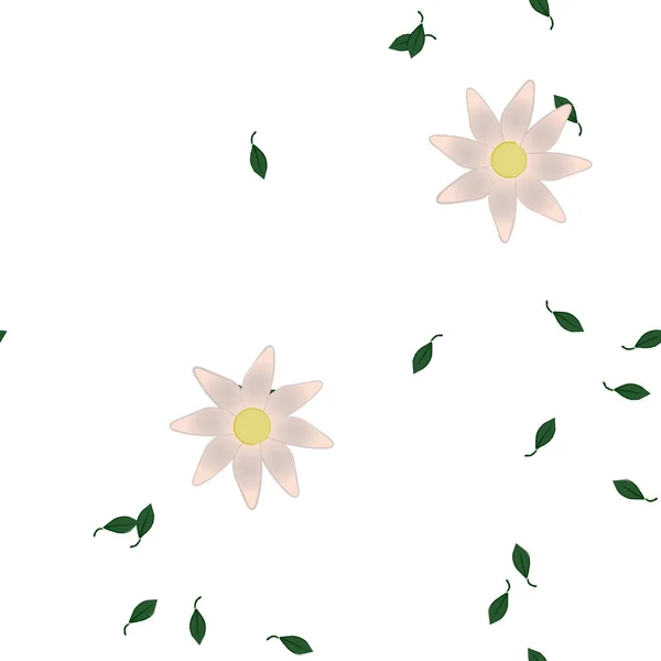 Blumen Mit Blättern Nahtloser Hintergrund Vektorillustration — Stockvektor