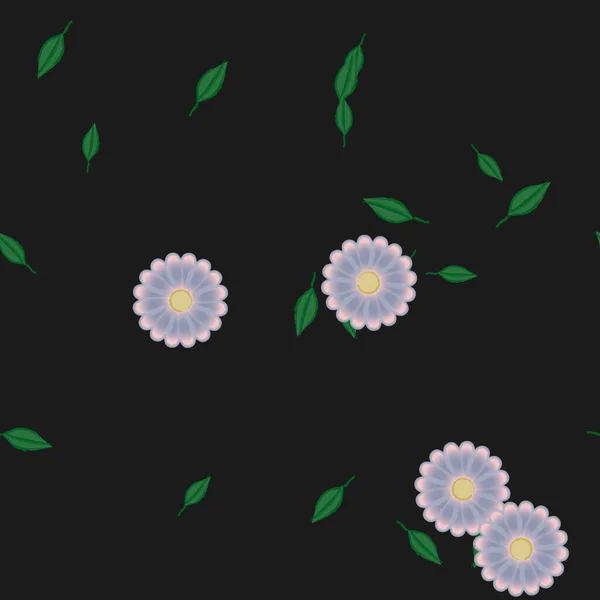 Flores Con Hojas Fondo Sin Costuras Ilustración Vectorial — Vector de stock