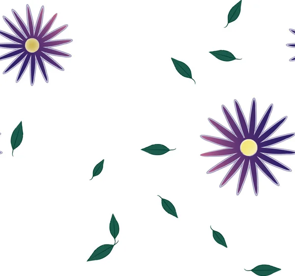 Flores Pétalos Con Hojas Fondo Sin Costuras Vector Ilustración — Vector de stock