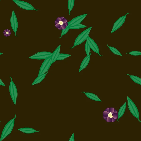 Blumen Mit Blättern Nahtloser Hintergrund Vektorillustration — Stockvektor