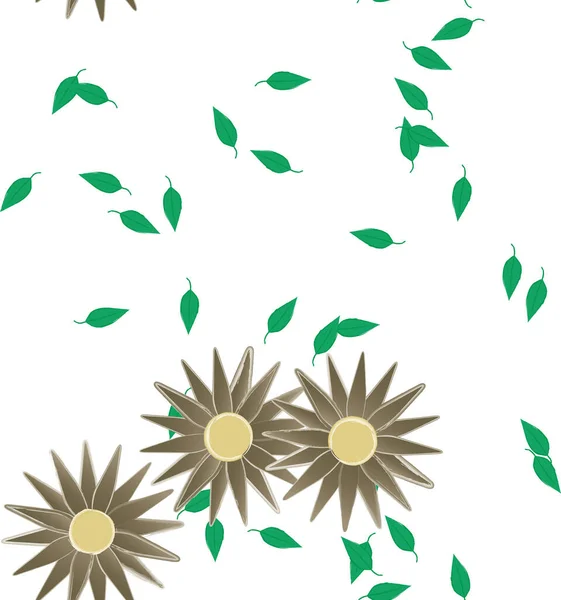 Fleurs Avec Feuilles Fond Sans Couture Illustration Vectorielle — Image vectorielle