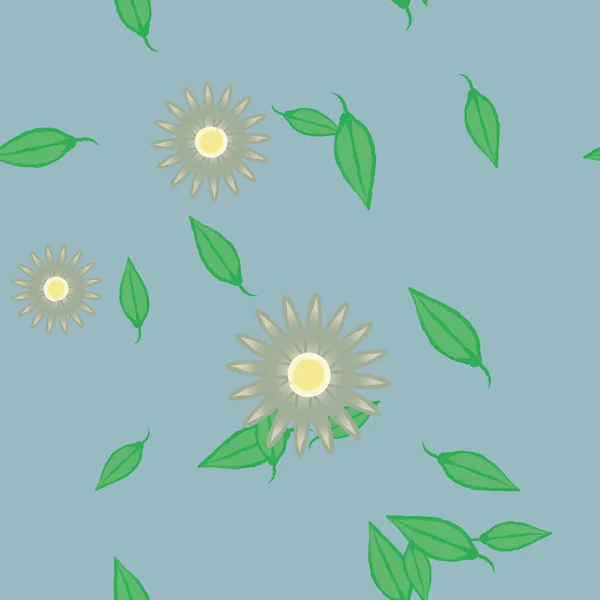 Vector Illustratie Van Zomerbloemen Bloemblaadjes Met Bladeren Botanische Achtergrond — Stockvector