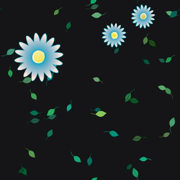 Flores Con Hojas Fondo Sin Costuras Ilustración Vectorial — Vector de stock