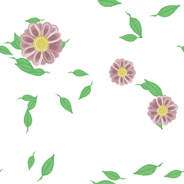 Flores Con Hojas Fondo Sin Costuras Ilustración Vectorial — Vector de stock