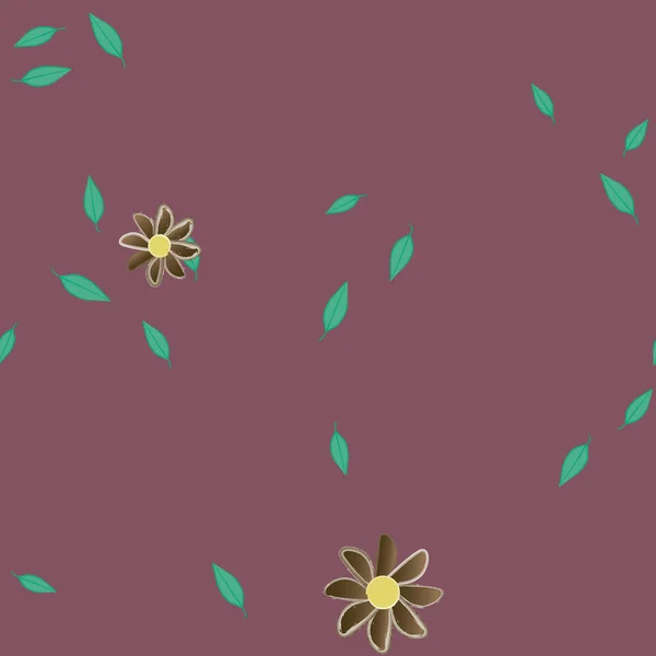 Flores Con Hojas Fondo Sin Costuras Ilustración Vectorial — Vector de stock