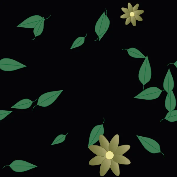 Fleurs Avec Feuilles Fond Sans Couture Illustration Vectorielle — Image vectorielle