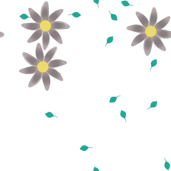 Blumen Mit Blättern Nahtloser Hintergrund Vektorillustration — Stockvektor