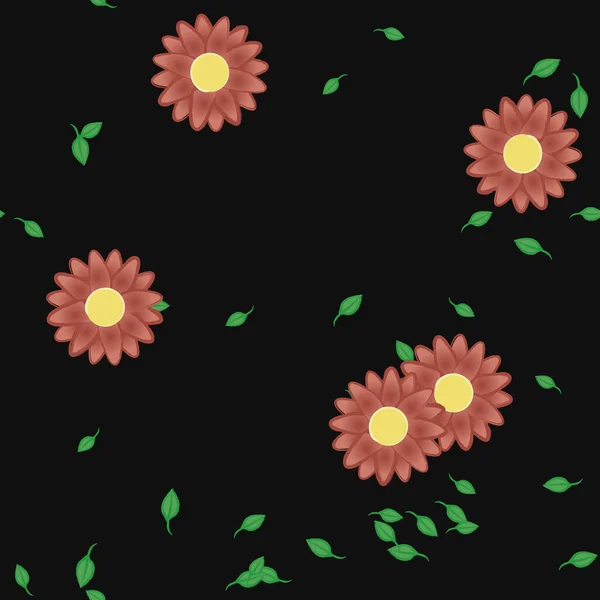 Vector Ilustración Flores Verano Pétalos Con Hojas Fondo Botánico — Vector de stock