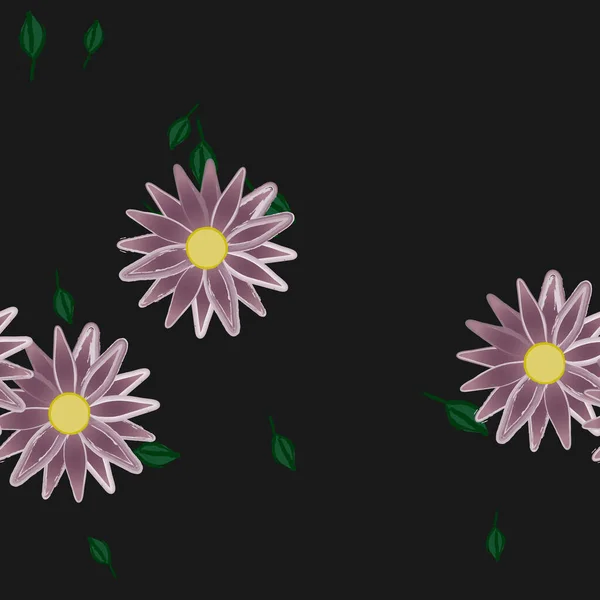 Flores Con Hojas Fondo Sin Costuras Ilustración Vectorial — Vector de stock