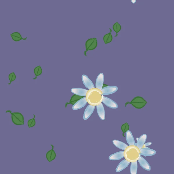 Fleurs Avec Feuilles Fond Sans Couture Illustration Vectorielle — Image vectorielle