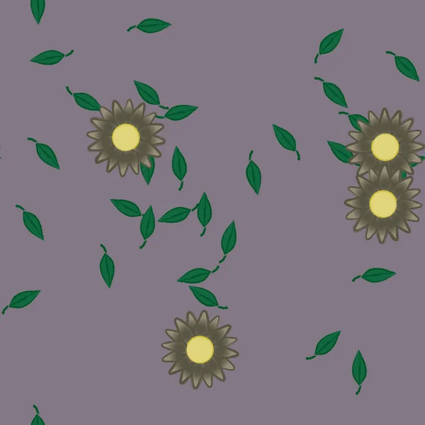 Flores Con Hojas Fondo Sin Costuras Ilustración Vectorial — Vector de stock