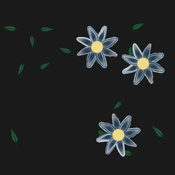 Fleurs Avec Feuilles Fond Sans Couture Illustration Vectorielle — Image vectorielle