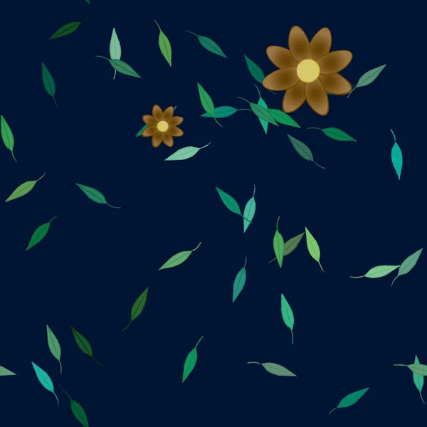 Flores Con Hojas Fondo Sin Costuras Ilustración Vectorial — Vector de stock