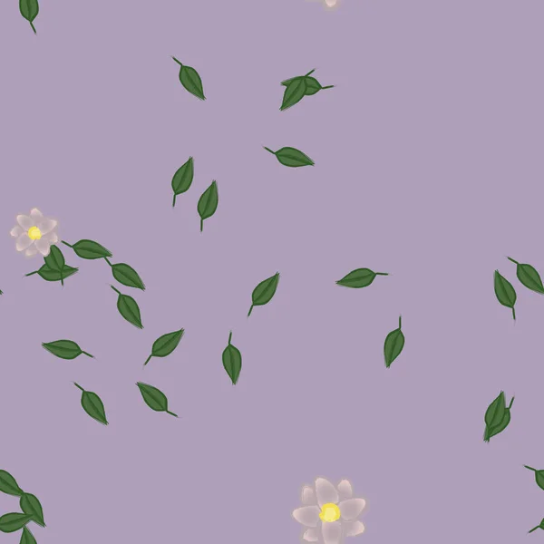 Fleurs Avec Feuilles Fond Sans Couture Illustration Vectorielle — Image vectorielle