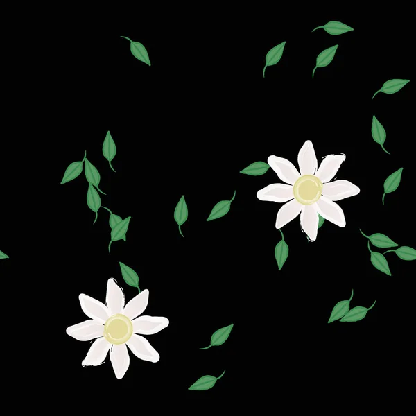 Bloemen Met Bladeren Naadloze Achtergrond Vector Illustratie — Stockvector