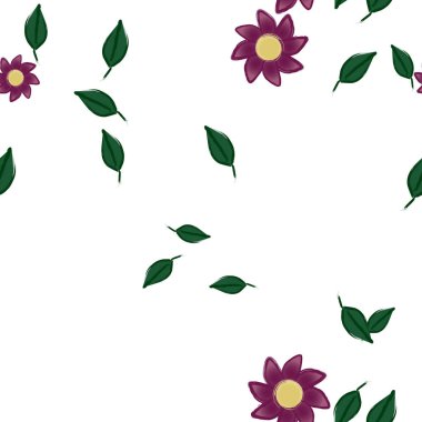 Yapraklı yaz çiçekleri, arka plan, vektör illüstrasyonu