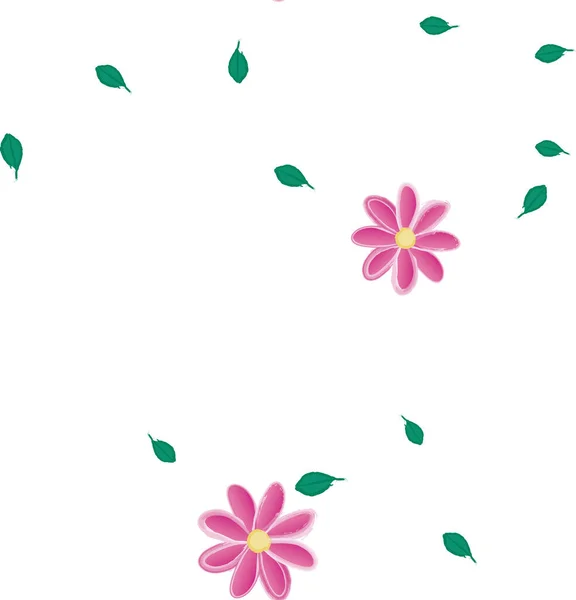 Flores Com Folhas Sem Costura Fundo Ilustração Vetorial — Vetor de Stock