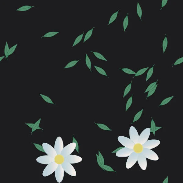 Fleurs Avec Feuilles Fond Sans Couture Illustration Vectorielle — Image vectorielle