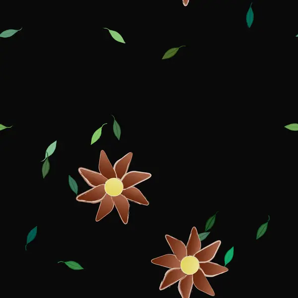 Fleurs Avec Feuilles Fond Sans Couture Illustration Vectorielle — Image vectorielle