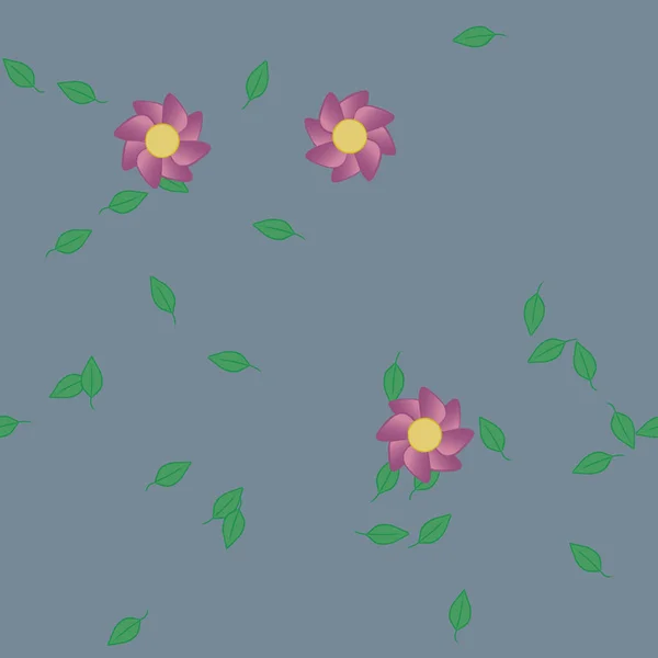 Fleurs Avec Feuilles Fond Sans Couture Illustration Vectorielle — Image vectorielle