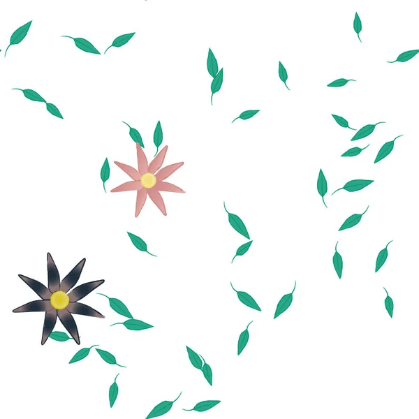 Fleurs Avec Feuilles Fond Sans Couture Illustration Vectorielle — Image vectorielle