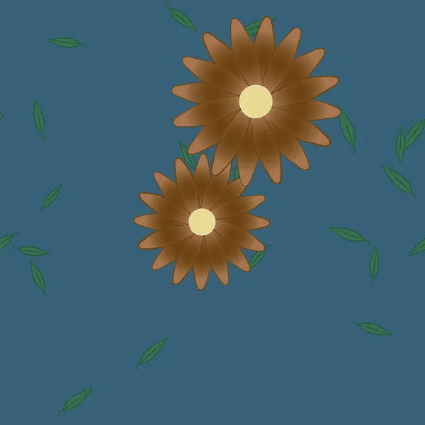 Flores Con Hojas Fondo Sin Costuras Ilustración Vectorial — Archivo Imágenes Vectoriales