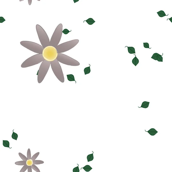 Blumen Mit Blättern Nahtloser Hintergrund Vektorillustration — Stockvektor