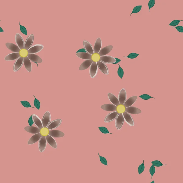 Fleurs Avec Feuilles Fond Sans Couture Illustration Vectorielle — Image vectorielle