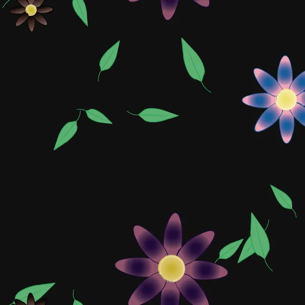 Bloemen Met Bladeren Naadloze Achtergrond Vector Illustratie — Stockvector