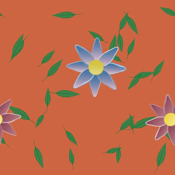 Flores Con Hojas Fondo Sin Costuras Ilustración Vectorial — Vector de stock