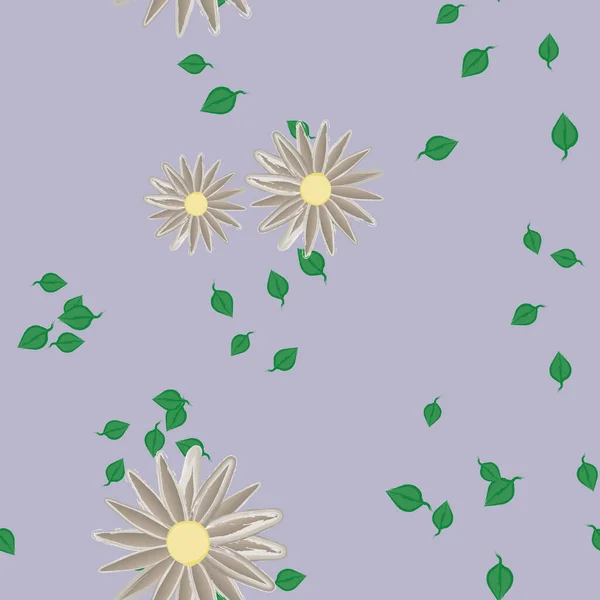 Flores Com Folhas Sem Costura Fundo Ilustração Vetorial — Vetor de Stock