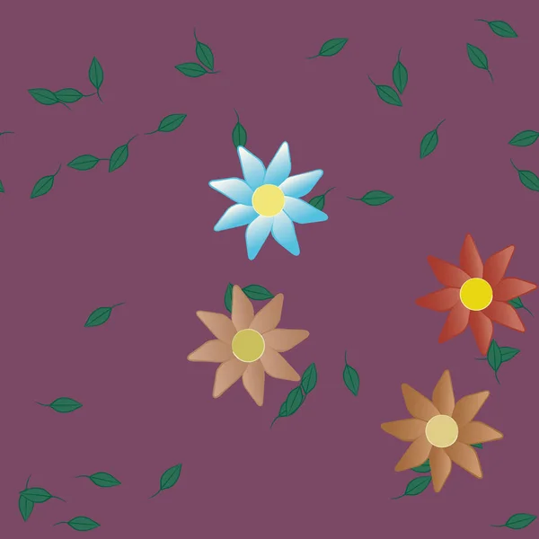 Vector Illustratie Van Bloemen Bloemblaadjes Met Bladeren Bloemen Achtergrond — Stockvector