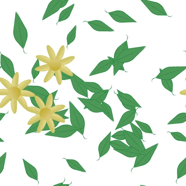 Векторная Иллюстрация Лепестков Цветов Листьями Цветочный Фон — стоковый вектор